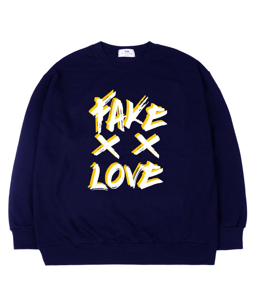 TI.GLAKE Fake Love Oversized Sweatshirt Navy
