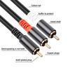 3704 3m RCA Male To Dual RCA Male Y-shape Splitter Cable Audio Connection Cord for Mixer Amplifier Sound Card