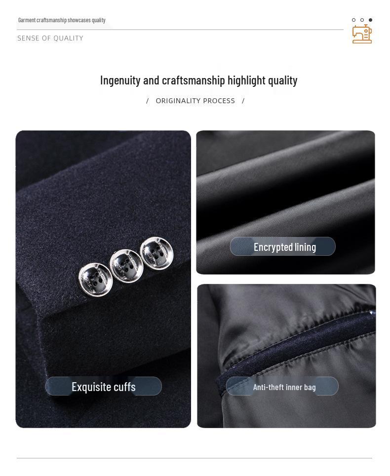 Новый мужской пиджак из смесовой шерсти в стиле business casual для осени и весны - Не требующий глажки, Идеально подходит для пап среднего возраста