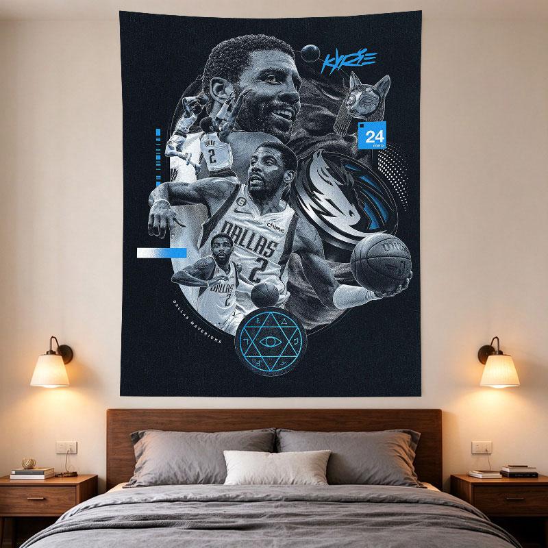 Kyrie Irving Dallas Mavericks Poster Collage Action Poses Dark Blue 24 Points Anubis
