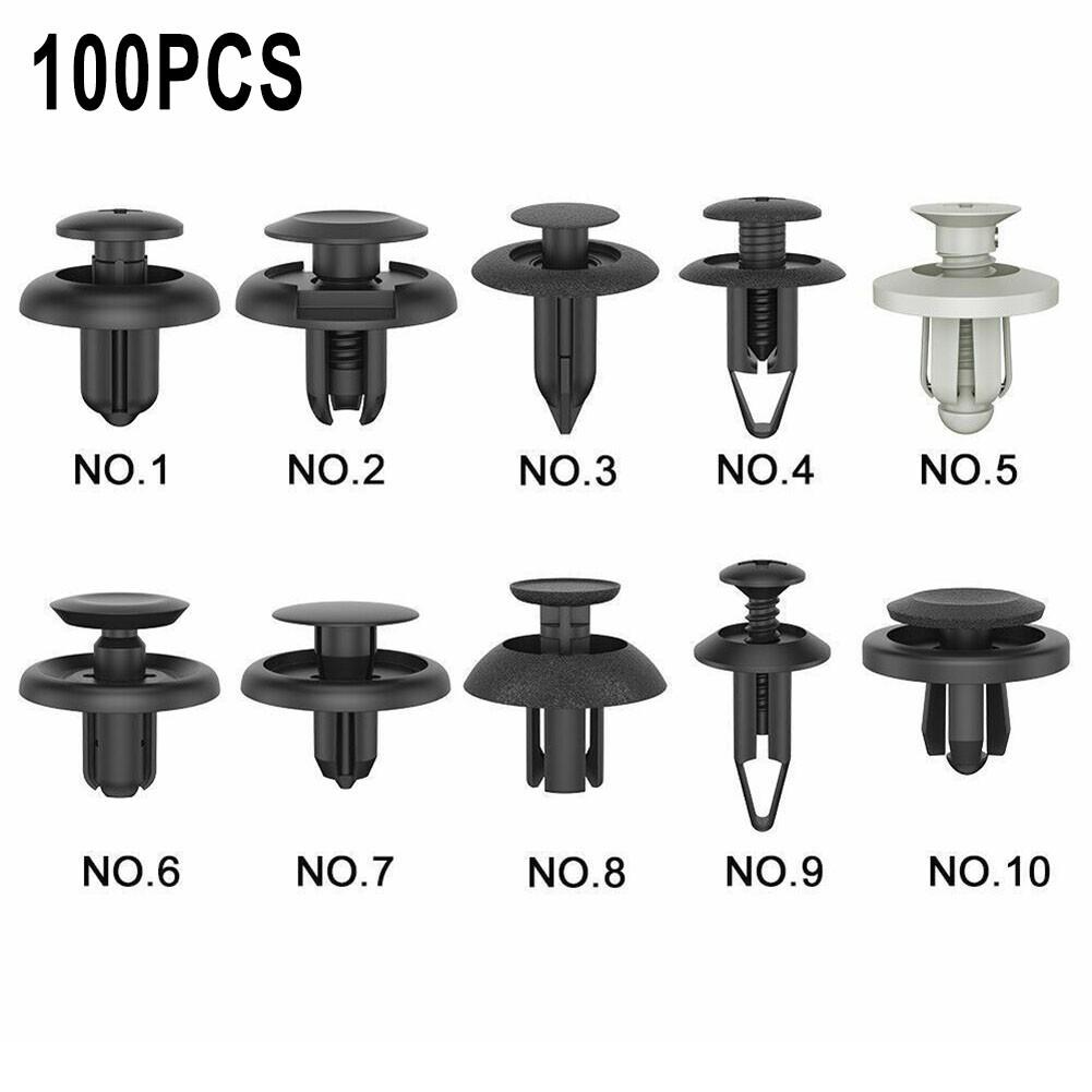 100Pcs Car Trim Clips Rivet Door Panel Retainer Fastener Mud Flaps Push Set