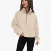 Womens Oversized Half-Zip Pullover Hoodie Loose Fit Long Sleeve Raglan Casual Top Winter