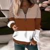 Women Casual Long Sleeve Basic Quarter Zipper  Print Flowers Pullover Sweatshirts Casual Top Fall Clothes