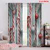 2pcs,2D Plane Printing Contemporary Curtains Christmas Candy Cane Ornaments Snow (2) Polyester (without Rod) Decorations Inside
