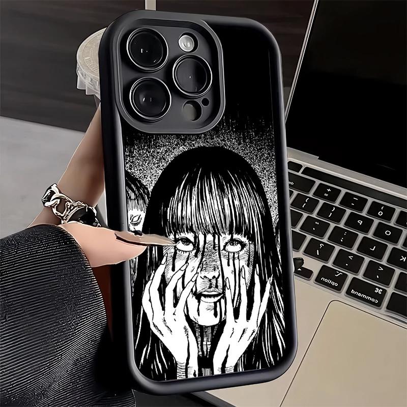 Чехол для телефона iPhone 17 Air 16E 15 16 Pro Max Японский Хоррор Аниме Чехол 14 Plus 13 12 Mini Мягкий Силиконовый Fundas