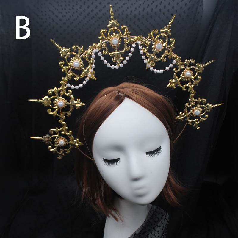 16Styles Lolita Virgin Mary Baroque Tiara DIY Material Package Gorgeous Gothic Vintage Church Halo Crown Headband
