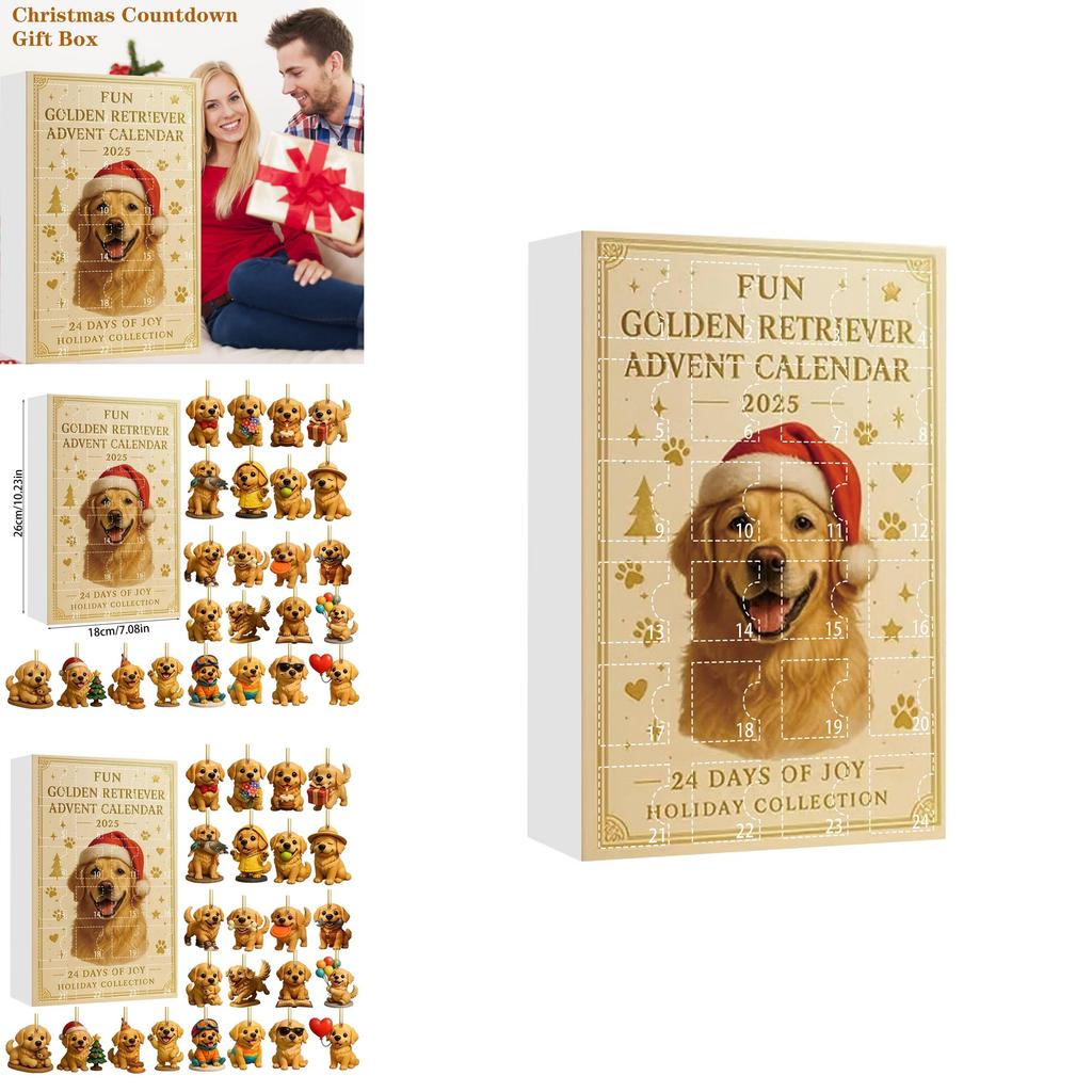 Dog Theme Christmas Advent Calendar With Acrylic Animal Figures For Holiday Gift Giving