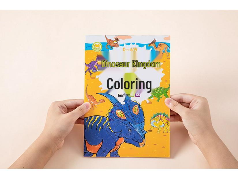 Книжка-раскраска «Динозавры и машины» для детей 3-6 лет