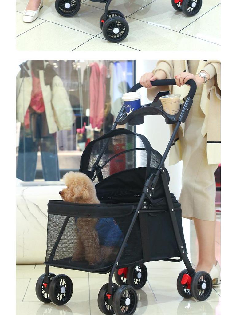 Высококлассная складная коляска для питомцев для корги, кошек и маленьких собак - Легкая, многофункциональная, с ручным управлением.