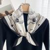 Black Samurai Linen Cotton Scarf 70cm Small Square Women Lightweight Headband Mom Style