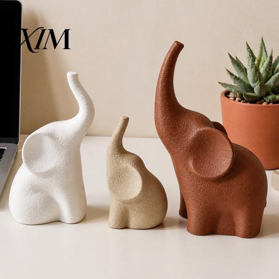 Artistic Desk Decorations for Office 3Pcs/Set Elephant Family Statues, Cute Parents Kid Ornament, Modern Good Sculptures Home Decor Luck