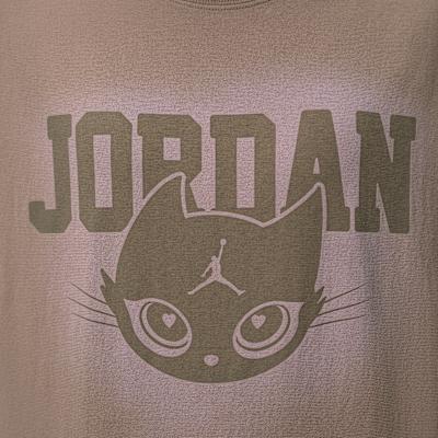 Women's Jordan T Shirts Women's Light Mocha Gray Brown Crew Neck Moderate
