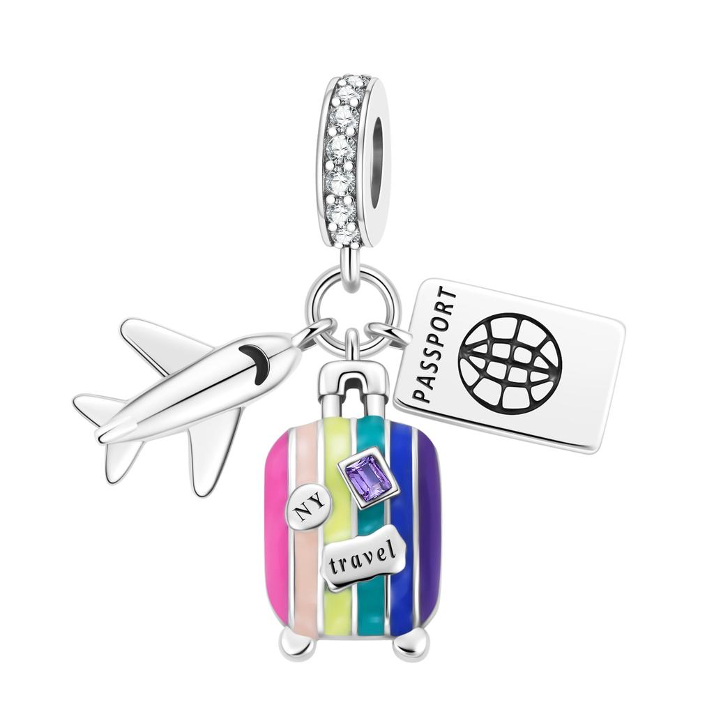 Новые Оригинальные Медные Дорожные Шармы Самолет Багаж Земля Бусины Подвески Подходят для Браслета Ожерелья DIY Ювелирный Подарок