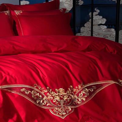 Mercury Home Textiles Вышитый красный свадебный 4-предметный постельный комплект 'Судьбой предначертано'