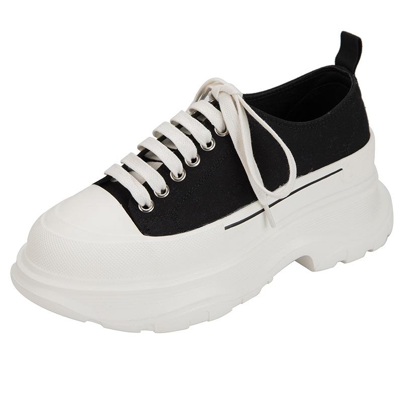 2021 Spring New McQueen Dad Shoes Platform Canvas Shoes Inner Height Increase Versatile Muffin Lace-up Sneakers Children
