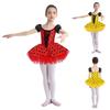 Ballet Dance Dress for Kids Girls Puff Sleeve Shiny Sequins Color Block Dots Tutu Dresses Stage Performance Costume Dancewear