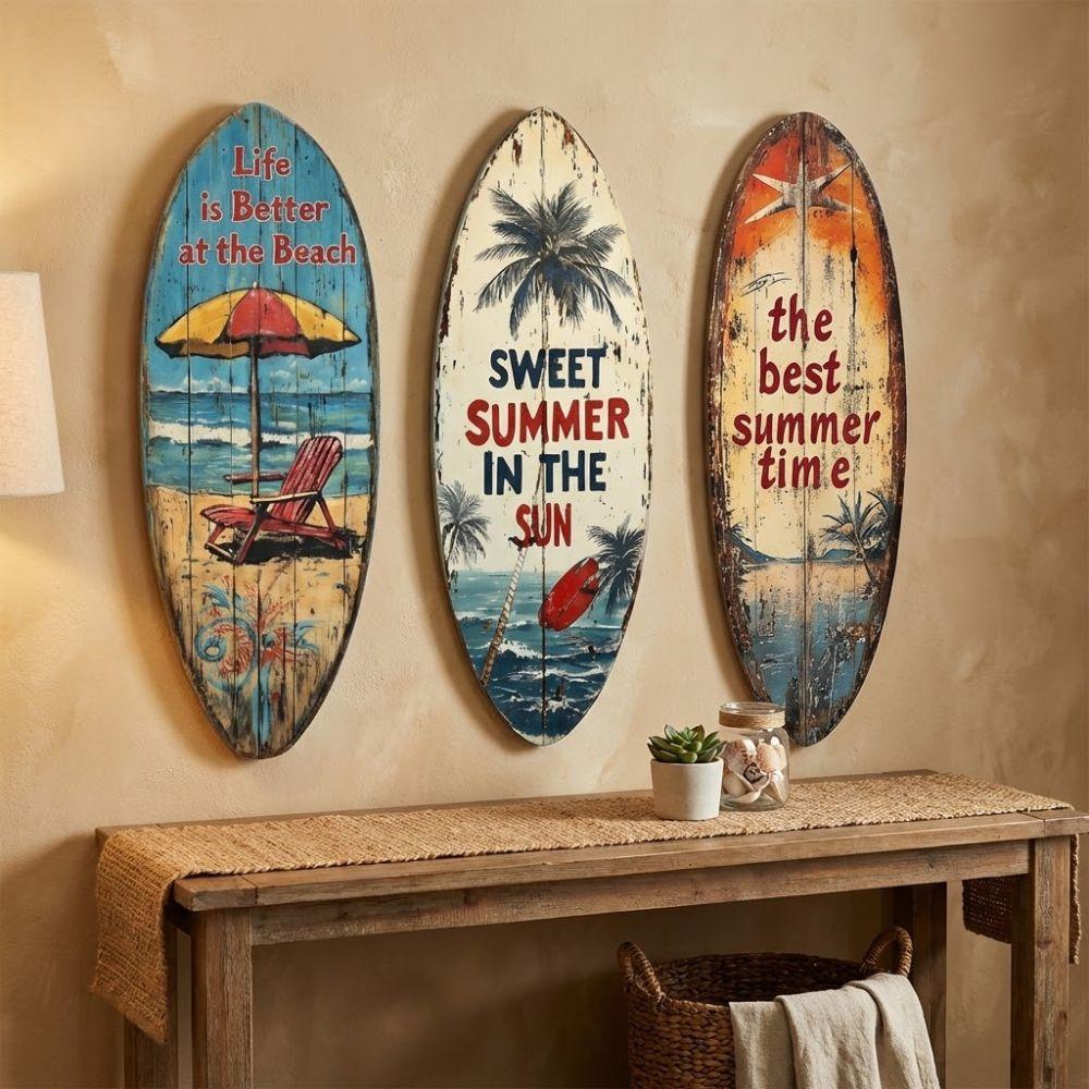Summer Surfboard Wall Hanging Beach Themed Surfboard Sign Ornament Perfect Gift for Surfers