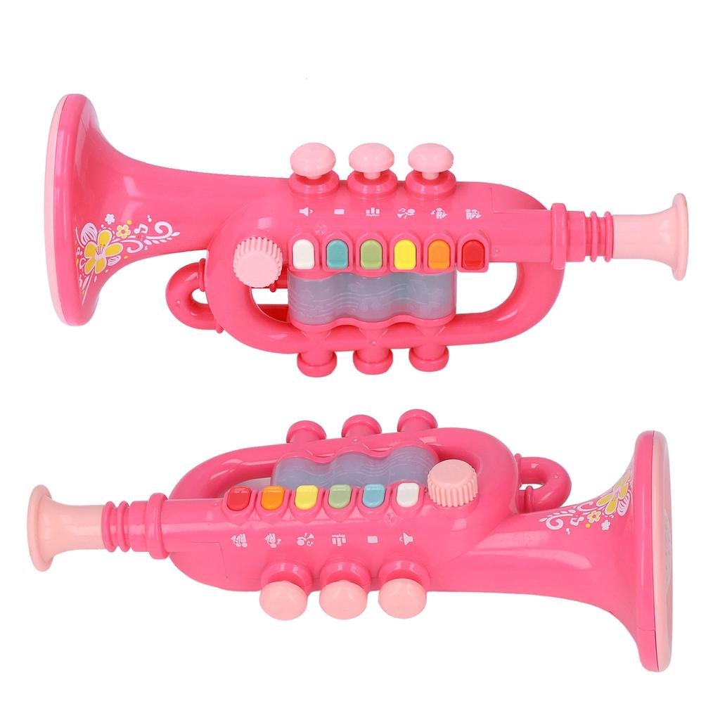Horn Toy Simulation Design Dynamic Lighting Effect Musical Instrument Horn Toy Gift with Lanyard for 3 Years Old