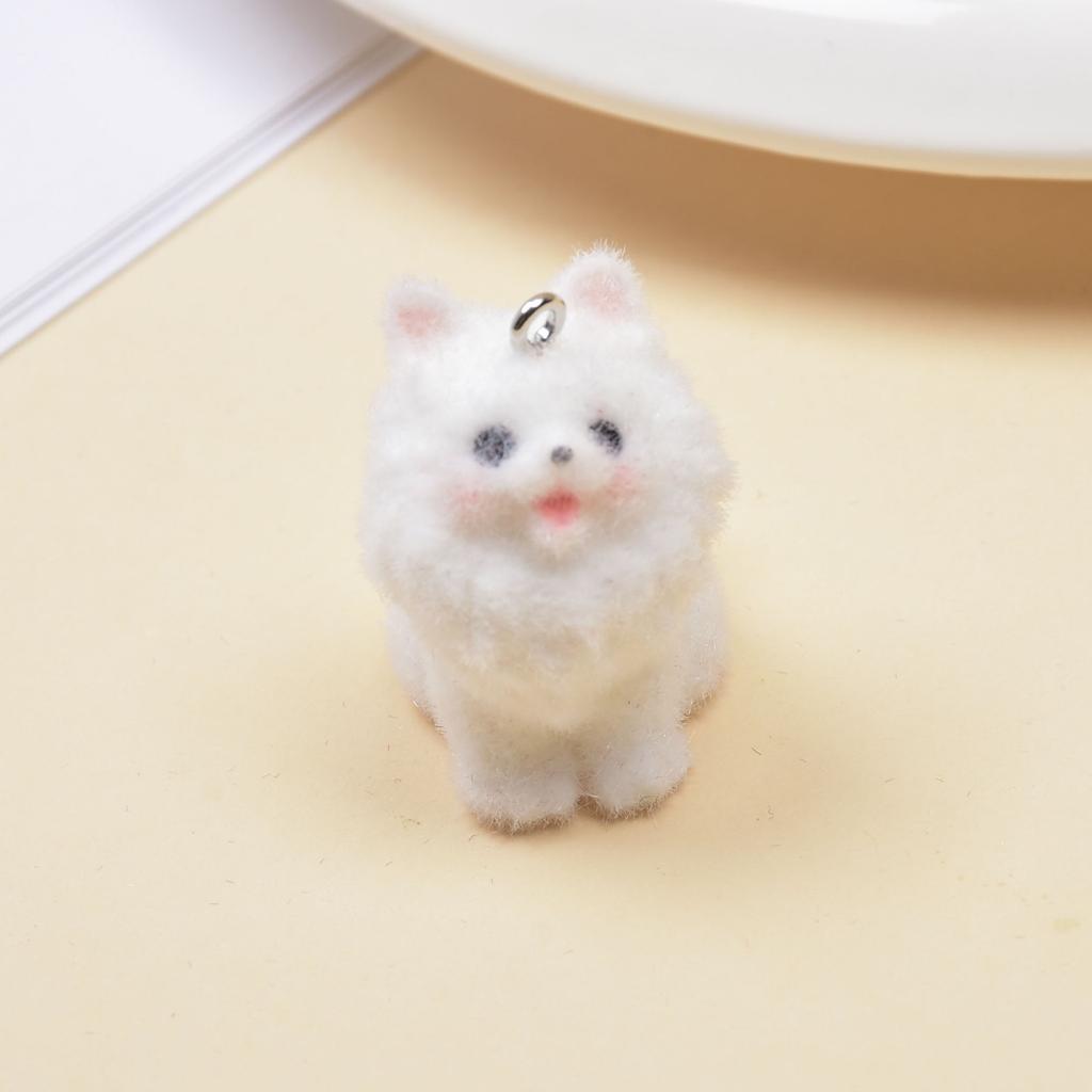 Resin Flocking Cute Three-dimensional Cat Keychain Pendant Car Key Chain Pendant Bag Pendant