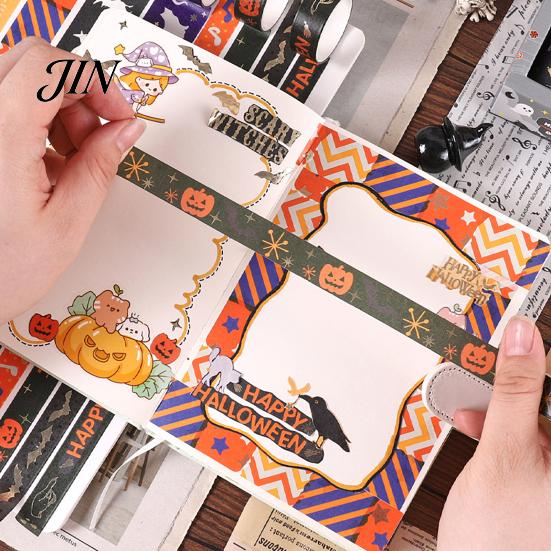 Halloween Washi Tape 8 Rolls Tape, Spooky Bat Witch Cat Pattern Decorative Japanese Paper for Junk Journaling Supplies, Scrapbooking, DIY Crafts, Gift