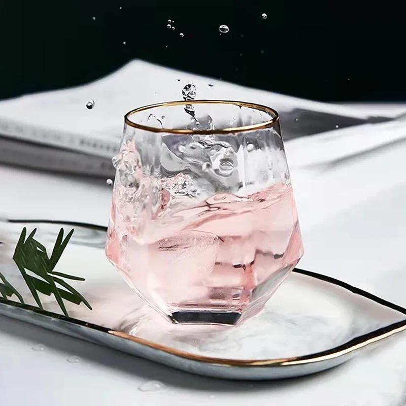 300ml Hexagonal Edge Wine Glasses Transparent Cocktail Glass Party Bar Club Banquet Drinking Ware Champagne Lemon Water Cup