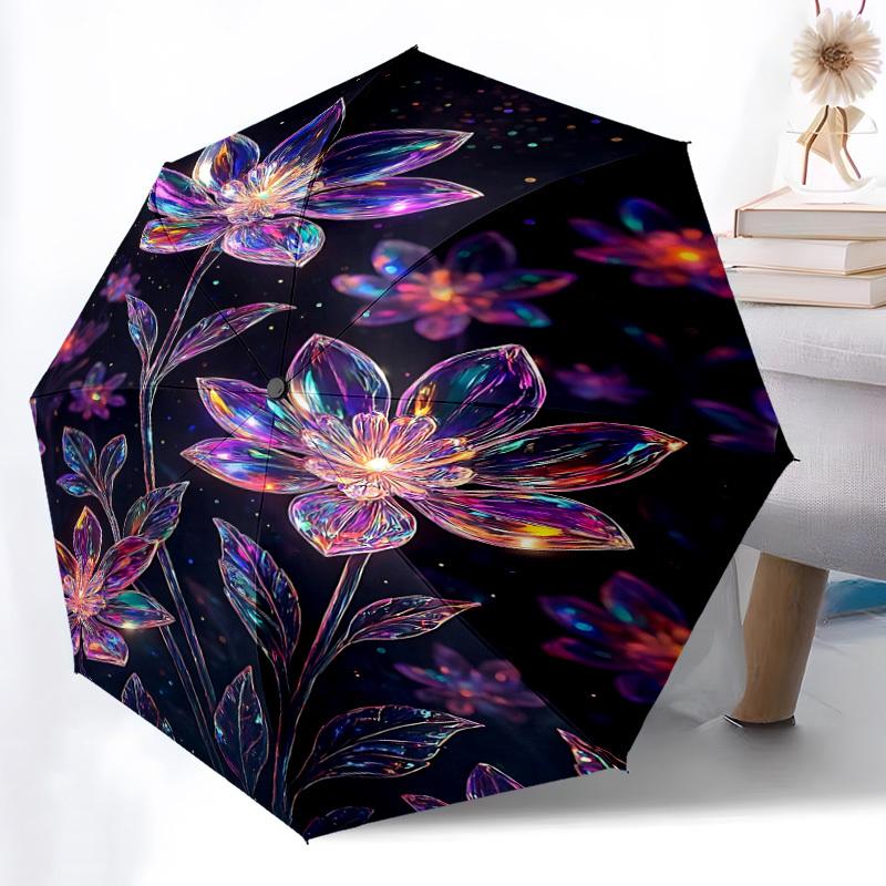 1pc Floral Fantasy Automatic Open/close Umbrella, 8-Rib sturdy structure, Auto Folding/Opening, Portable Travel Umbrella for Women,127