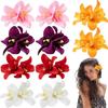10pcs Fabric Hawaiian Double Flower Hair Clip Tropical Floral Barrettes Elegant Hairpin Beach Accessories For Women Girls