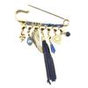 [P8408] - Designer Brooch 'Acapulco' Blue Gold - 90x75 Mm