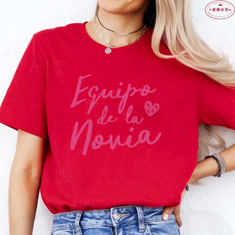 Spanish Team Bride Squad T-Shirt Woman Bachelorette Party Blouses Girl Single Farewell Tops Bridal Wedding Short Sleeve Tees
