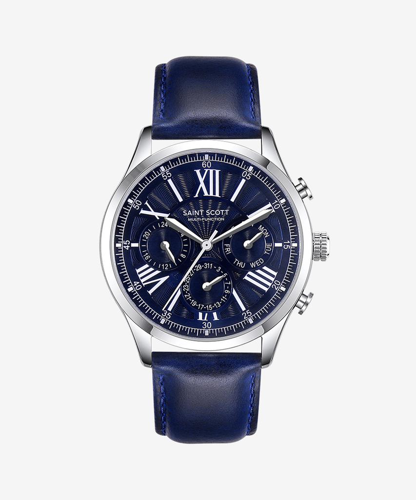 Мужские часы Zenith Multi Leather - Синие / St7508L-Sll