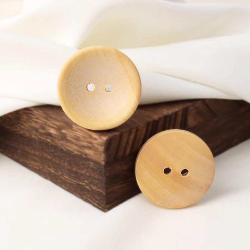 10Pcs Bowl Meaning Continuous, Log Color Bowl Type Two-Eye Button Children'S Shirt Sweater Cardigan Wooden Button