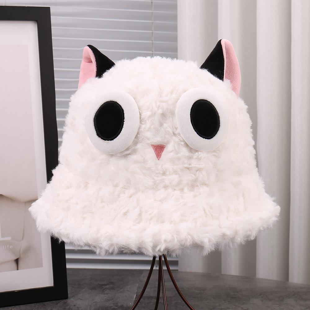Try the new winter models, cute and funny three-dimensional ears decorative versatile bucket hat, warm and comfortable small brim basin hat