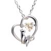 Ожерелье Сердце Кот Танцующий Камень Серебро Выбираемый Камень по Рождению Золото Апрель Бриллиант [Future Angel] Женский [Цвет Шампанского]