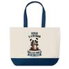 Tote bag - PLANETEE - Ronan Panda Grain - Bleu - Coton - 40 x 45 cm