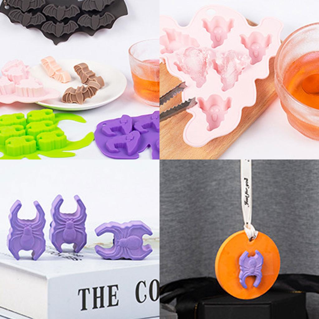 Творческий Летучая мышь Паук Шоколад Силиконовая форма Привидение Конфеты Печенье Ледяной декор для вечеринки на Хэллоуин Фестиваль Мыло Свечи Подарки
