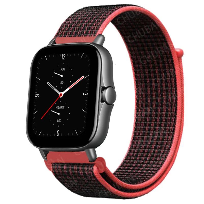 20mm/22mm Nylon Loop Watch Band For Amazfit GTS/4/2/2e/3/GTS2 Mini/GTR 4/3 pro/GTR2/2e/stratos 2/3 Bracelet Amazfit Bip-u Strap