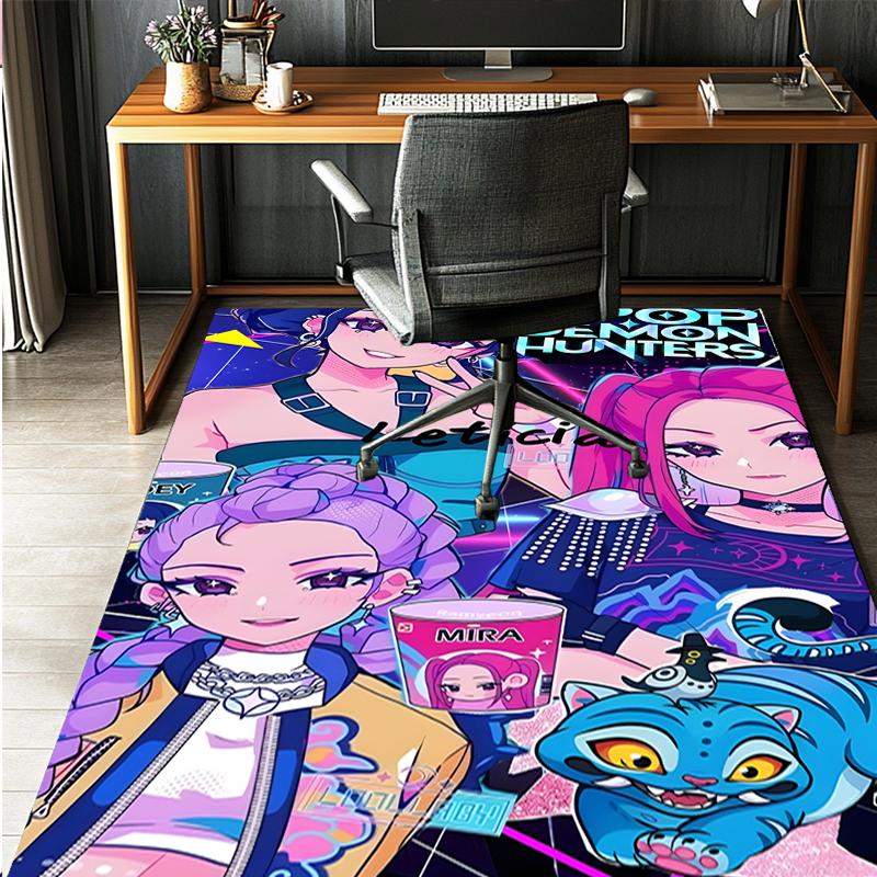 KPop Demon Hunters Pattern Rug, Indoor/Outdoor Mat, for Picnic, Gameroom, Bedroom, Office, Living Room, Home Decor Carpet, Birthday Gift