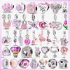 925 Sterling Silver Heart Flower Balloon Flamingo Pink Charm Plata De Ley Car Cat Bead For New Bracelet 
