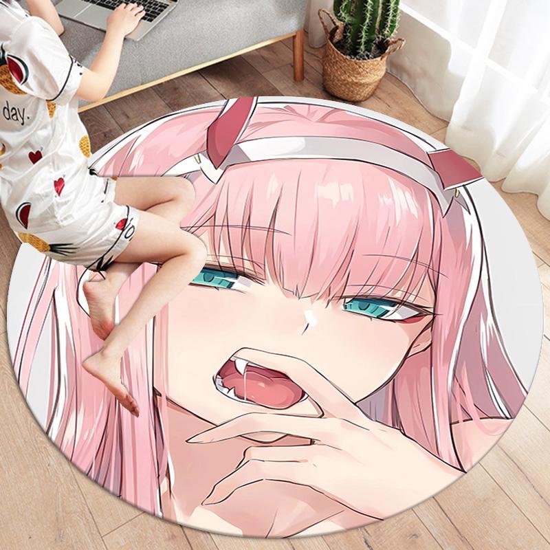 Franxx Round Area Rug Carpet Rug For Living Room Bedroom Sofa Playroom Decor Nonslip Floor Mat