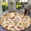 1pc Pale Beige Butterfly Floral Printed Chair Rug for Home Office Use, Living Room Kitchen Game Room Round Carpet