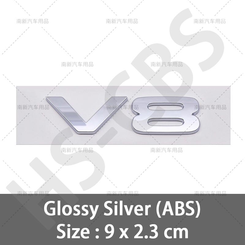 3D ABS Car Engine Displacement Logo V8 Letter Embelm Rear Trunk Badge Auto Tailgate Stickers