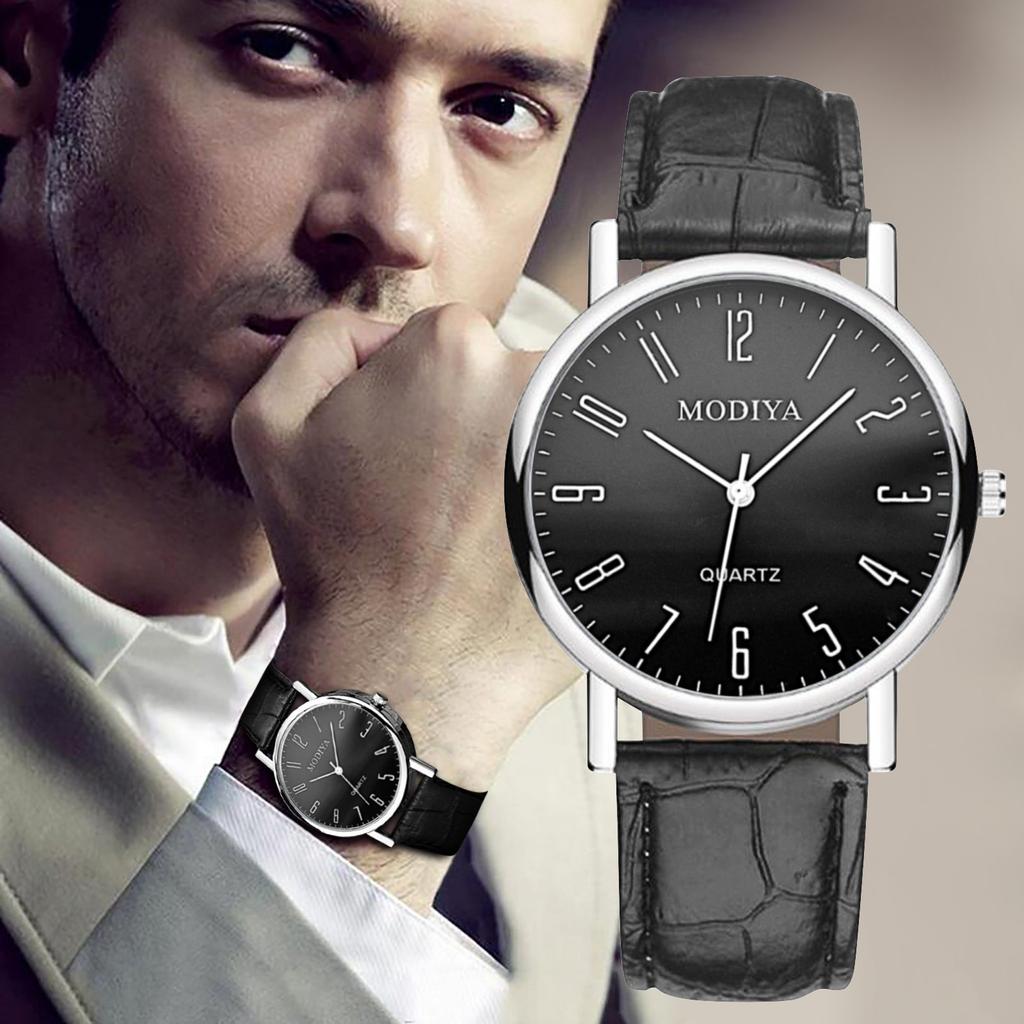 Мужские модные дизайнерские кожаные часы, цифровые кварцевые темпераментные мужские часы, подарок