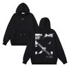 1296 Off-White 2025 Autumn/Winter New Fuzzy Arrow Pattern Printed Hoodie Hoodie for Men and Women