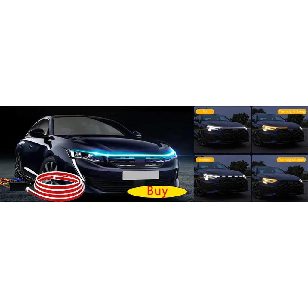 1pcs Car Daytime Running Lights  Hood Light Strip Through-type Auto Modified Front Headlight Upgrade Cuttable Decorative Light