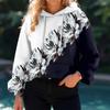 Women's Floral Print Loose Casual Long Sleeved Hooded Sweatshirt