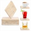 Natural Marble Coasters Placemat Vintage Combinable Jewellery Display Plate Heat Resistant Travertine Whiskey Coffee Coasters