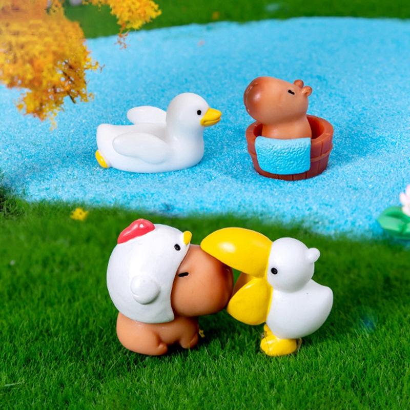 Мини Фигурка Капибары Украшение Настольные Аксессуары Украшение для Интерьера Автомобиля Смола Фигурка Миниатюрная Модель Животные Декор