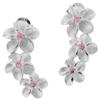 Shinjuku Gin no Kura Triple Plumeria Zirconia Silver Stud Earrings for Both for Women & (2-Piece, Ears)
