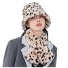 Женская мода осенне-зимний теплый шарф с леопардовым принтом, шапка, комплект из двух предметов