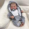 19'' 49cm Silicone Full Body Reborn Baby Doll Levi Wear Plush Romper Realistic Sleeping Newborn Dolls for Kids Toddler Finished Rebirth Doll Xmas Gift